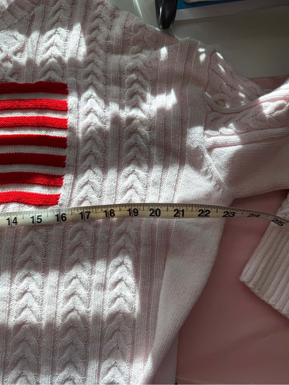 Wild Fable Women’s Pink Cable-Knit Sweater Flag Design Motif Large - Picture 7 of 8